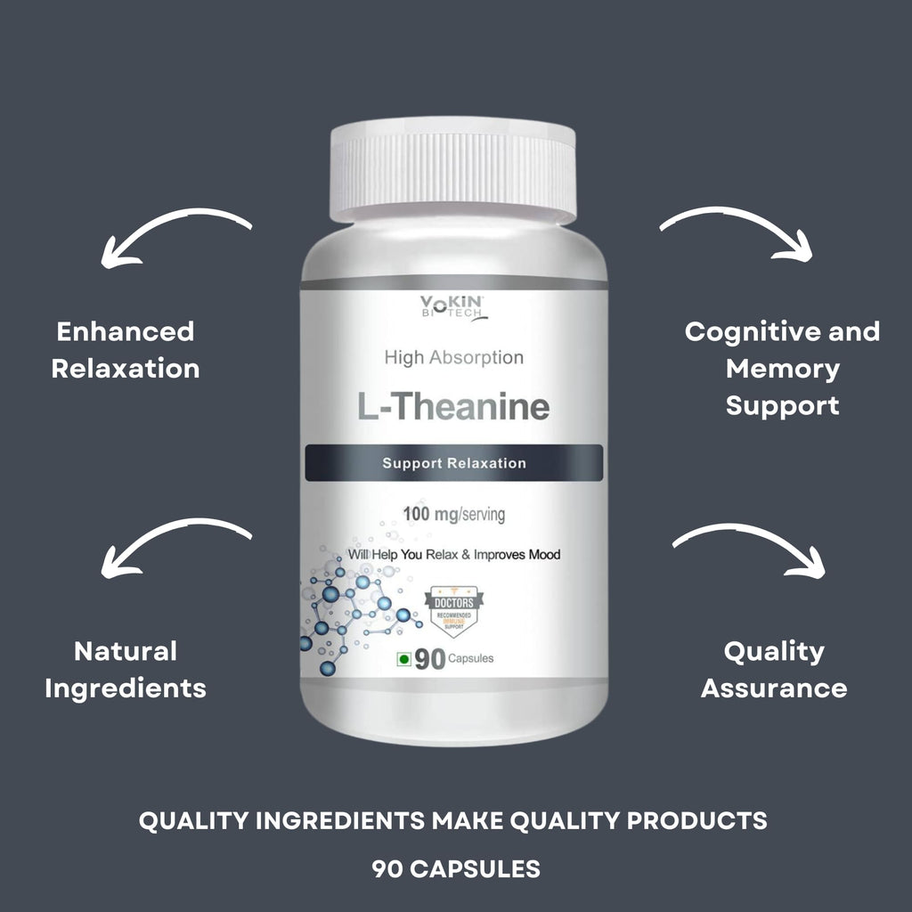 Vokin Biotech L-Theanine-Support Relaxation - 90 Vegetarian Capsules | Grocsy