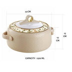 Nayasa Casserole Insulated Serving Tureen Hot Pot Thermoware with Inner Stainless Steel (Beige, 1PC (1500ml))(SH) | Grocsy