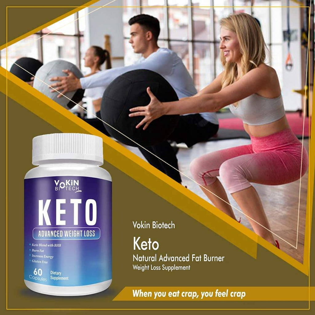 Vokin Biotech Keto Capsules Ultra Weight Loss Fat Burner Supplement with (Green Tea + Garcinia Cambogia + Green Coffee) Extract 60 Capsules With Vitamin C 20 Tablets | Grocsy