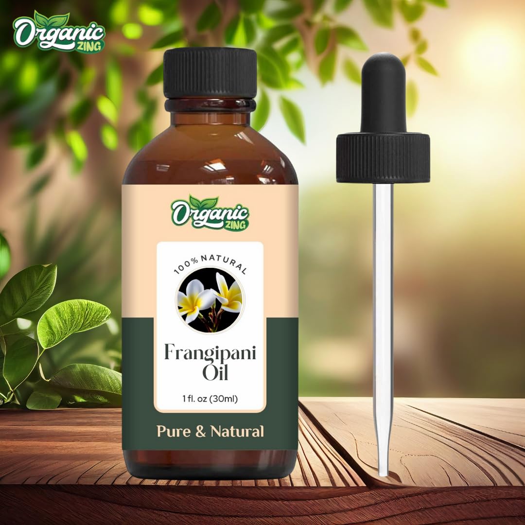 Organic Zing Frangipani (Plumeria alba) Oil | Pure & Natural Essential Oil for Skincare, Massage, Aroma & Diffuser | Grocsy