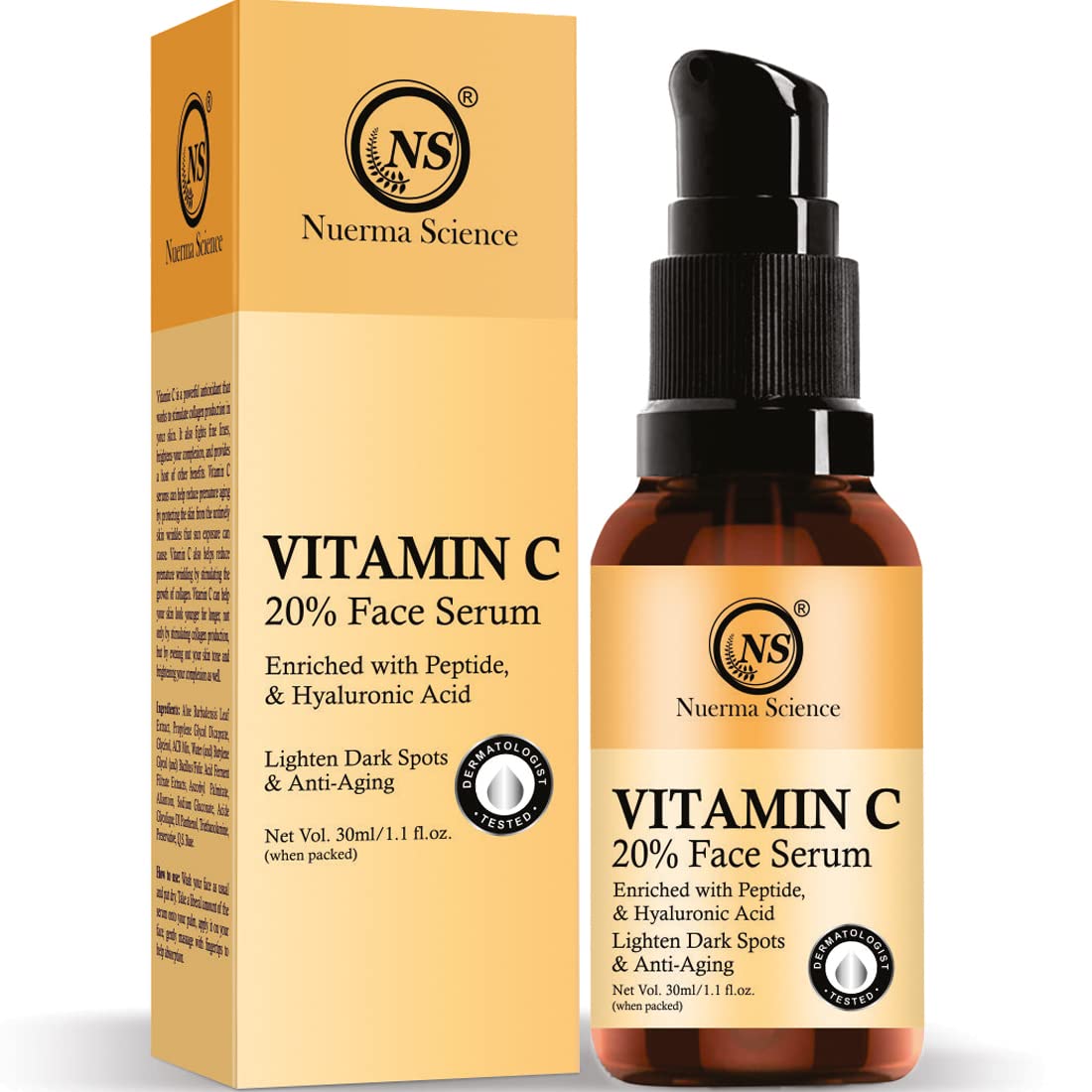 Nuerma Science 20% Vitamin C Face Serum | Brightens & Revitalizes Skin | Grocsy