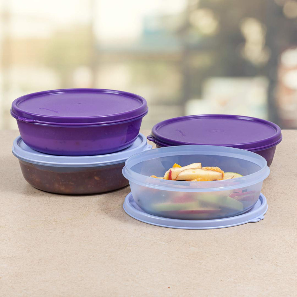 Tupperware. Solid Plastic Bowl - 1000ml, 4 Piece, Multicolour | Grocsy