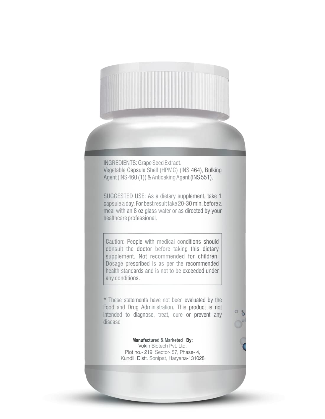 Vokin Biotech Grape Seed Extract | 500 mg | 95% Polyphenols | Support Heart Health | Grocsy