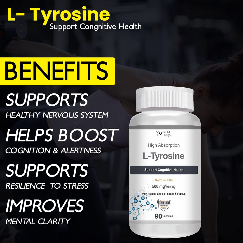 Vokin Biotech L-Tyrosine 500mg- Support Cognitive Health May Reduce Effect Of Stress & fatigue- | Grocsy