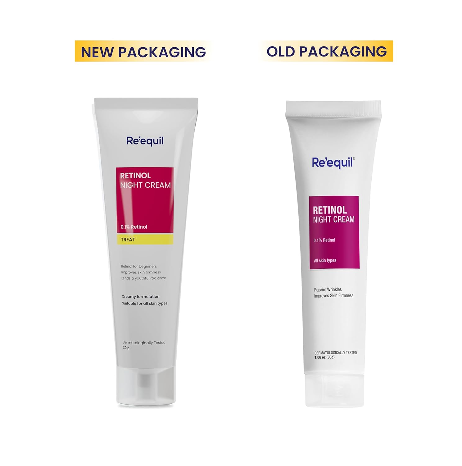 Re'equil 0.1% Retinol Night Cream For Wrinkles & Skin Tightening | Grocsy