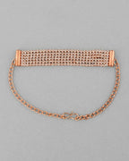 VOJ Gold-Polished AD Studded Multi Layar Charm Bracelet