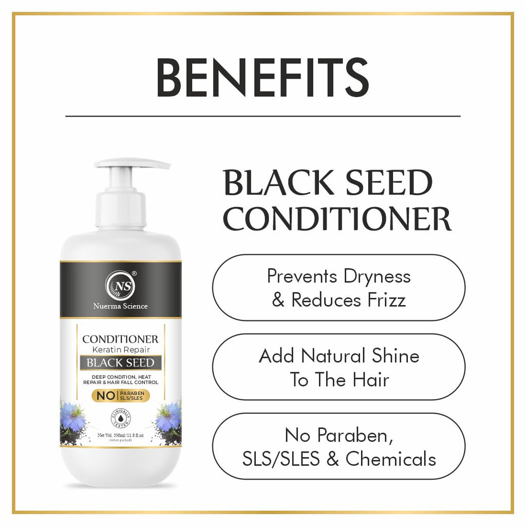 Nuerma Science Keratin Repair Black Seed Hair Conditioner to Deep Cleanse, Heat Repair & Hair Fall Control | Grocsy