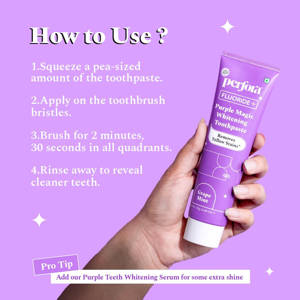 Perfora Fluoride+ Purple Magic Whitening Toothpaste | Grocsy