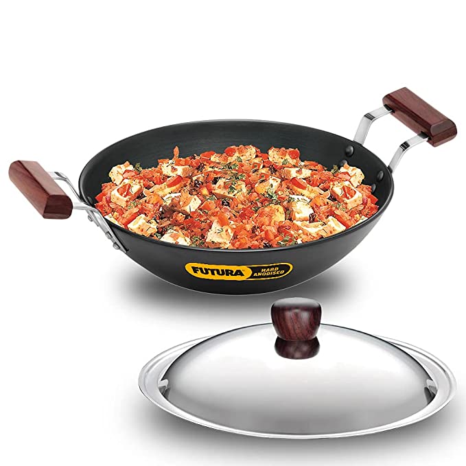 Hawkins Futura 2.5 Litre Deep Fry Pan, Hard Anodised Kadai with Stainless Steel Lid | Grocsy