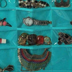 Green Color - Fabric Hanging Dress Double Sided Jewelry Organizer | Grocsy