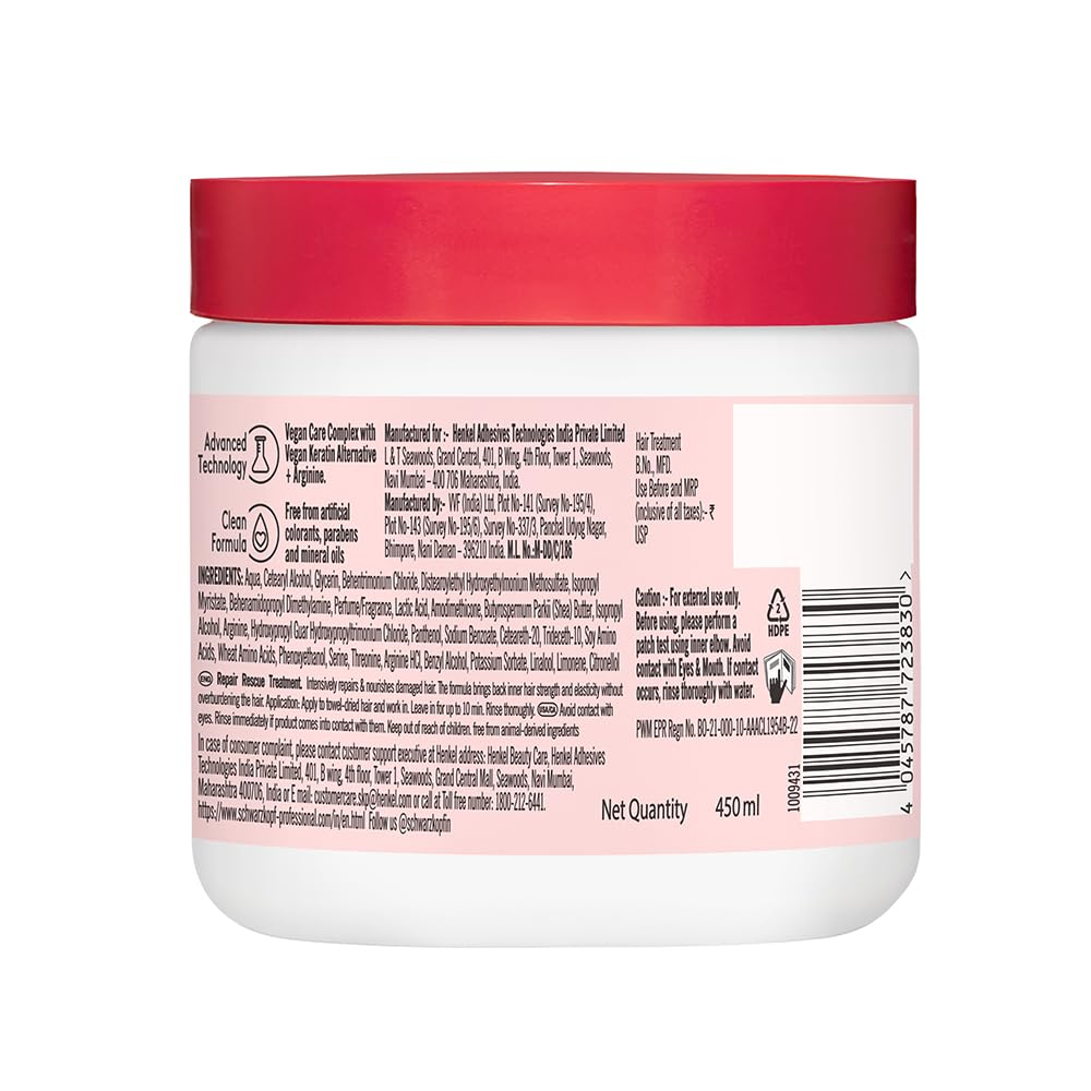 Schwarzkopf Professional Bonacure Repair Rescue Treatment With Arginine Dry Hair Mask | Grocsy