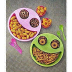 Multicolor Cute Big Smiley Plates for kids with Fork and Spoon | Grocsy
