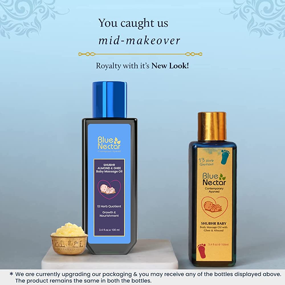 Blue Nectar Shubhr Baby Massage Oil with Ghee Almond | Grocsy