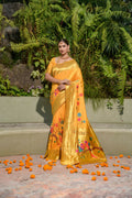 Jyoti Fashion Women's Yellow Paithani Silk Zari Woven Saree with Blouse | Grocsy