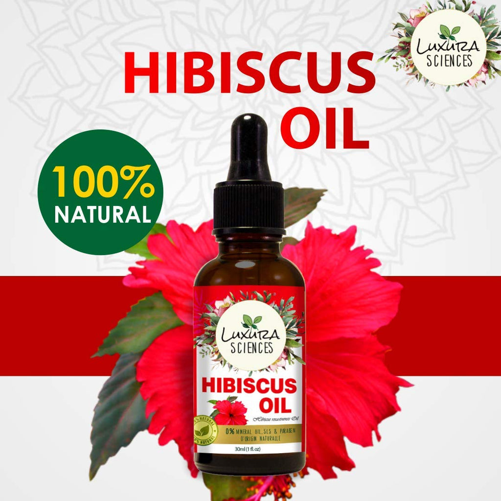 Luxura Sciences Organic Hibiscus Oil Japanese Vitamin E oil for Face, Skin, Hair Growth | Grocsy