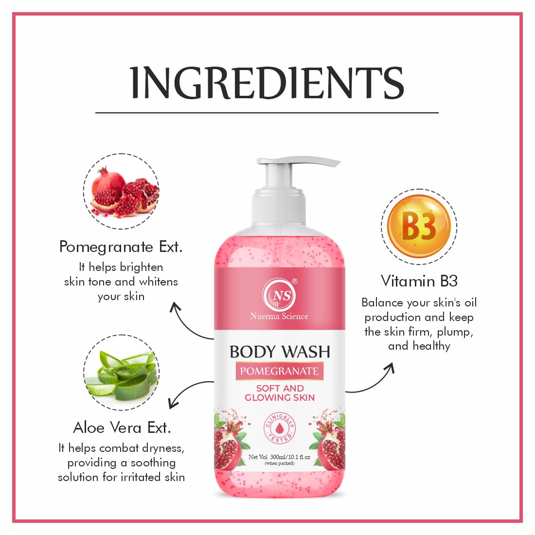 Nuerma Science Pomegranate Body Wash | For Soft & Glowing Skin | Grocsy