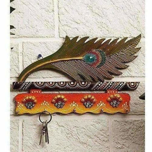 Jaipur Crafts Beautiful MorPankhi Wooden Key Holder | Grocsy