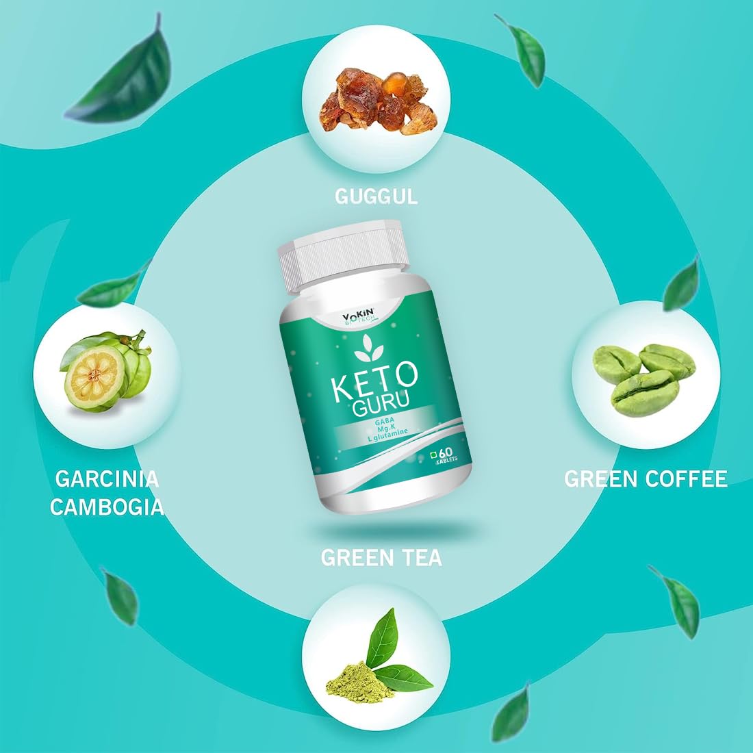 Vokin Biotech Keto Guru 60 Tablets Supplement for Weight Management, Fat Burner, Appetite Suppressant- | Grocsy
