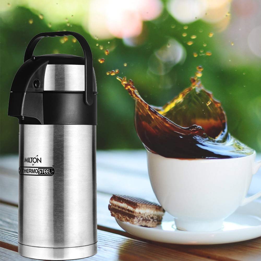 Milton Beverage Dispenser 3500 Stainless Steel for Serving Tea and Coffee, 3.58 Litre, Silver | Grocsy