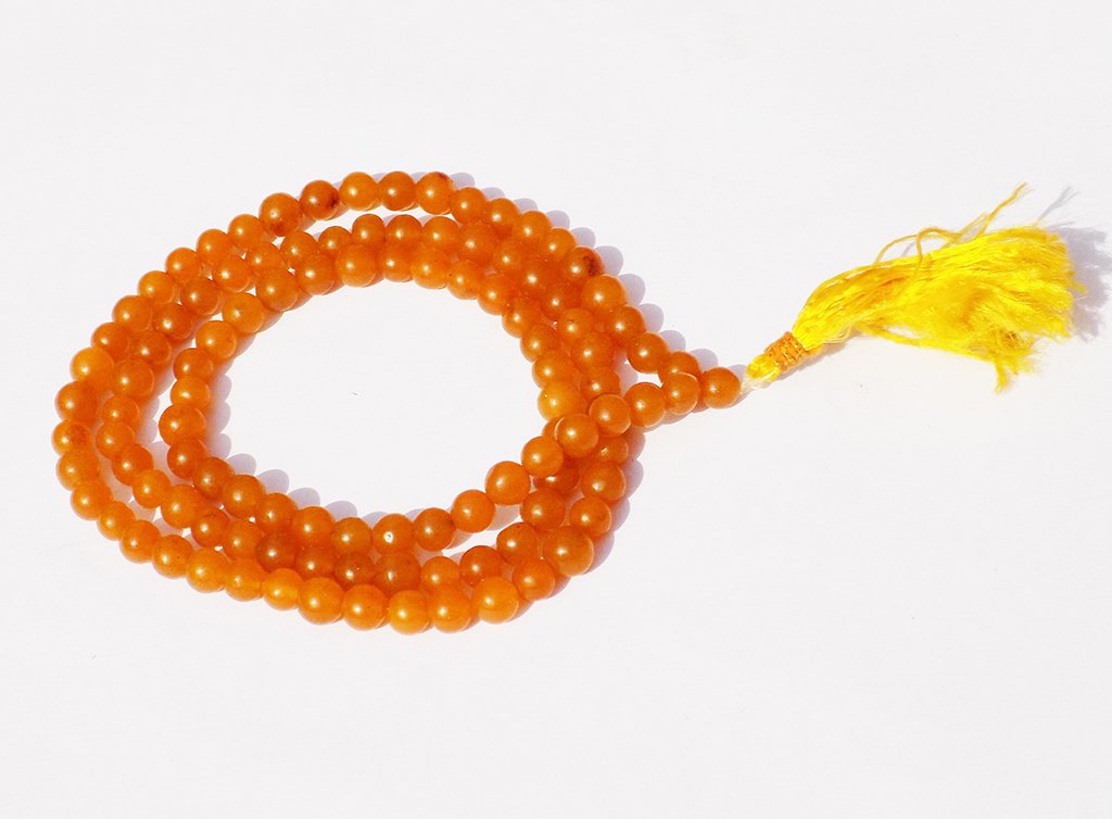Kannssky Orange Hakik (Agate) Mala - Hindu Buddhist Prayer Beads | Grocsy