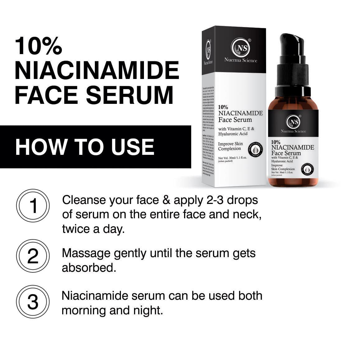 Nuerma Science 10% Niacinamide Face Serum | Plump, Smooth, Radiant Skin | Grocsy