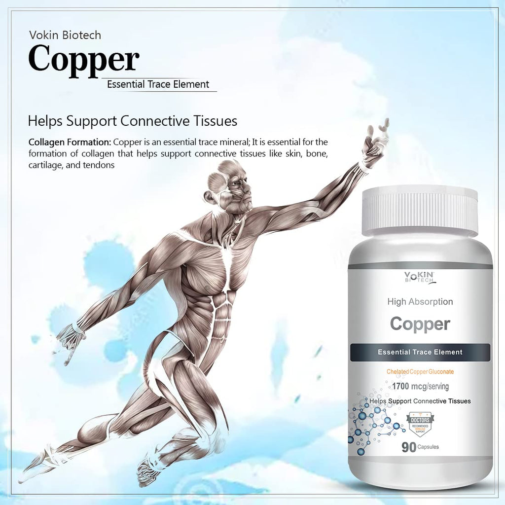 Vokin Biotech Chelated Copper Gluconate – Support Connective Tissues –1700mcg | Grocsy