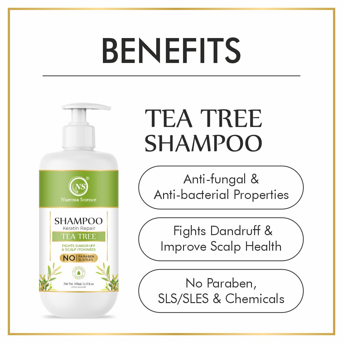 Nuerma Science Keratin Repair Tea Tree Shampoo for Shine, Soft & Frizz-Free Hair Damage Repair | Grocsy