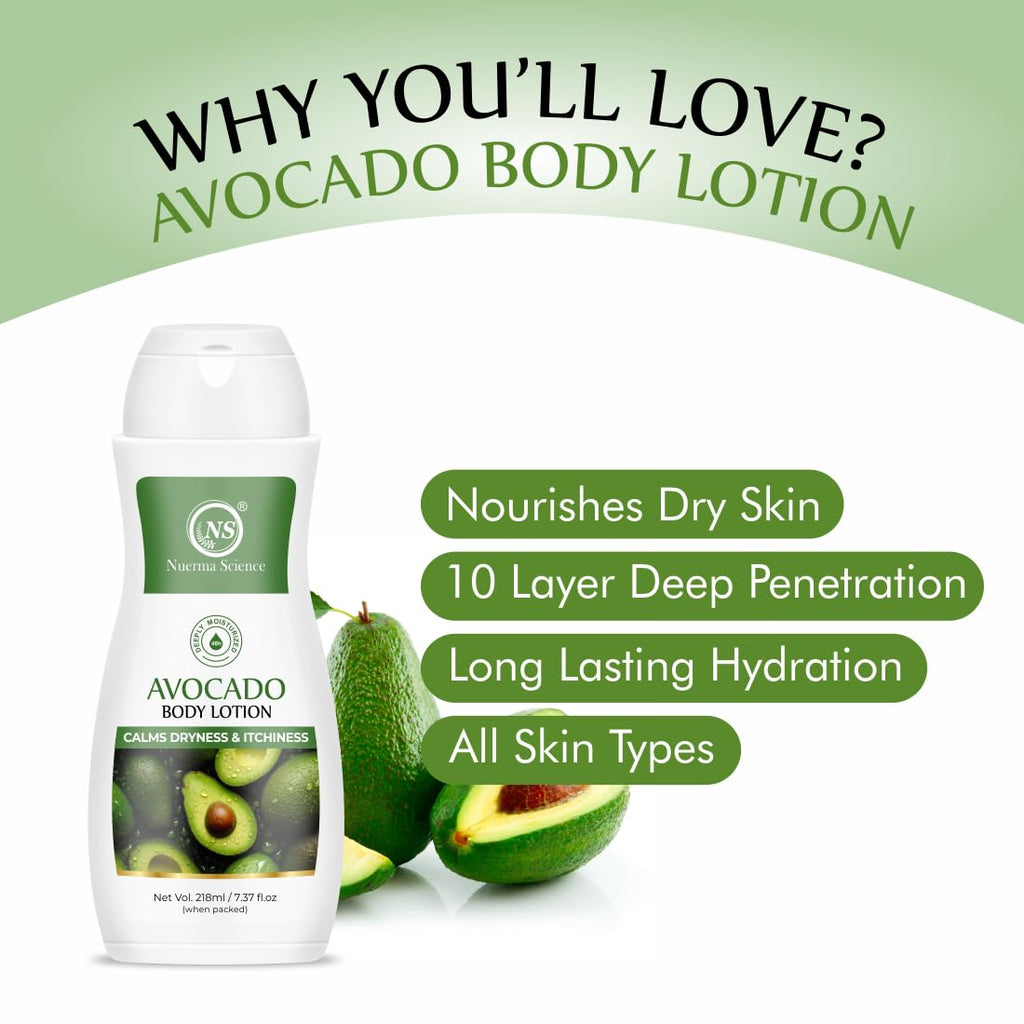 Nuerma Science Avocado Moisturizing Body Lotion for Dry & Sensitive Skin with 24 hr Nourishment | Grocsy