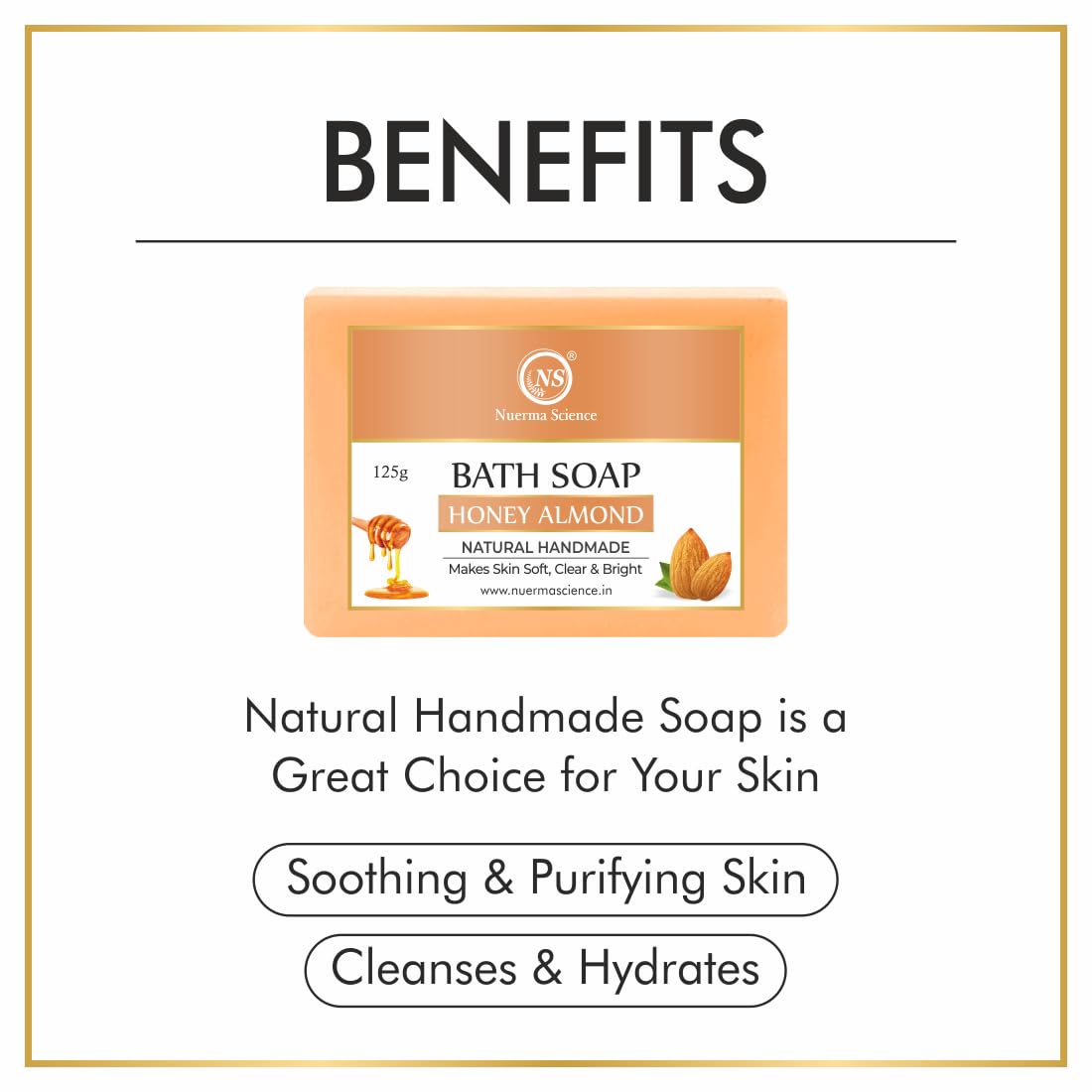 Nuerma Science Honey Almond Bath Soap | Nourishes & Softens Skin | Grocsy