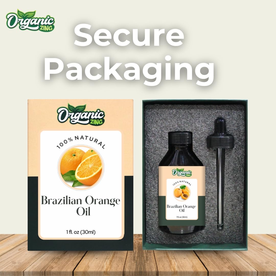 Organic Zing Brazilian Orange (Citrus sinensis) Oil | Pure & Natural Essential Oil for Skin Care, Aroma & Diffuser | Grocsy