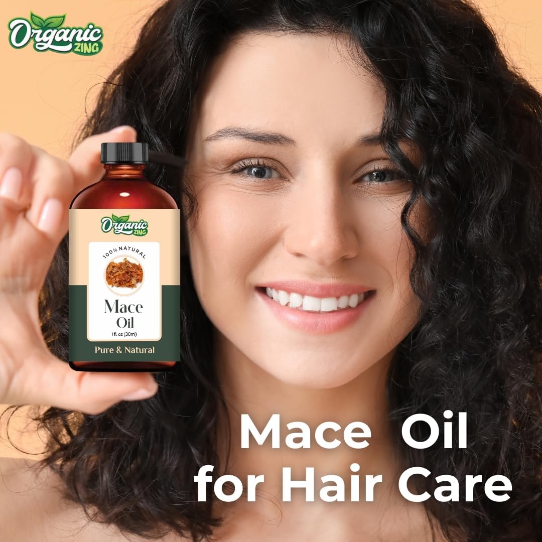 Organic Zing Mace (Myristica Fragrans) Oil | Pure & Natural Essential Oil for Skin Care, Haircare, Aroma & Diffusers | Grocsy