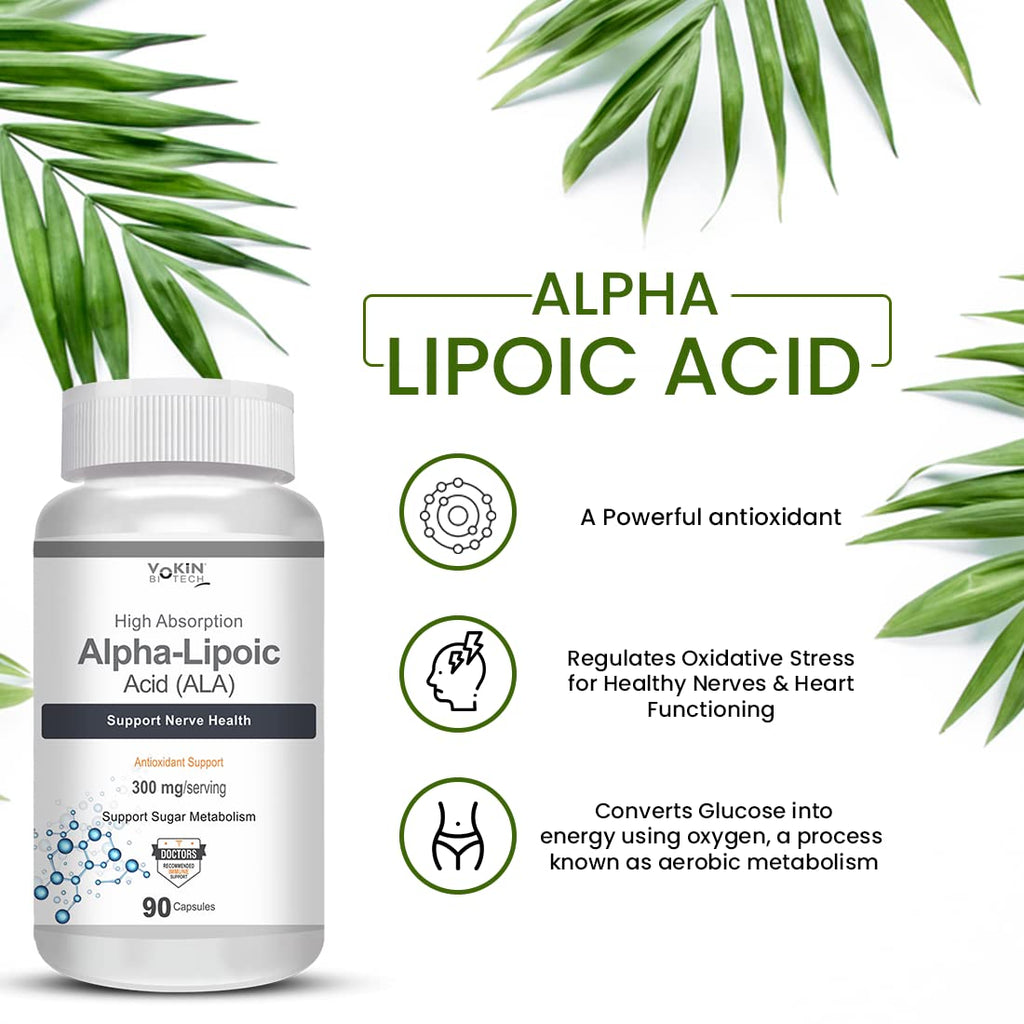 Vokin Biotech Alpha Lipoic Acid (ALA) 300 mg- Support Nerve Health & Sugar Metabolism) | Grocsy