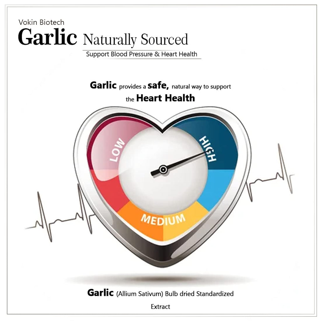 Vokin Biotech Garlic Extract 1:13 Allium Sativum - 500mg, Support Blood Pressure and Heart Health | Grocsy