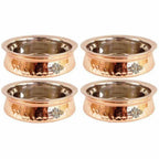Steel Copper Handi Bowl Hammered Design Serving Dishes - Set of 4 | Grocsy
