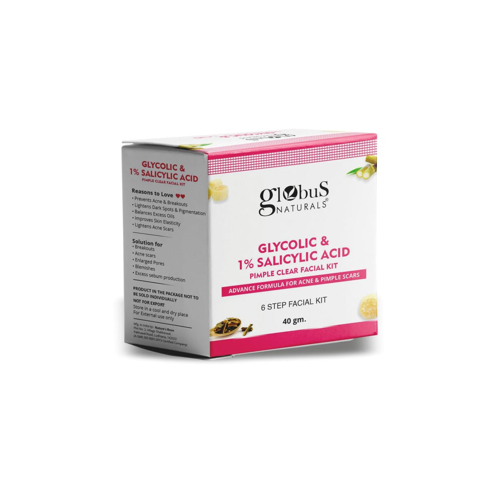 Globus Naturals Anti Acne Glycolic & Salicylic Acid 6 Step Facial Kit | Grocsy