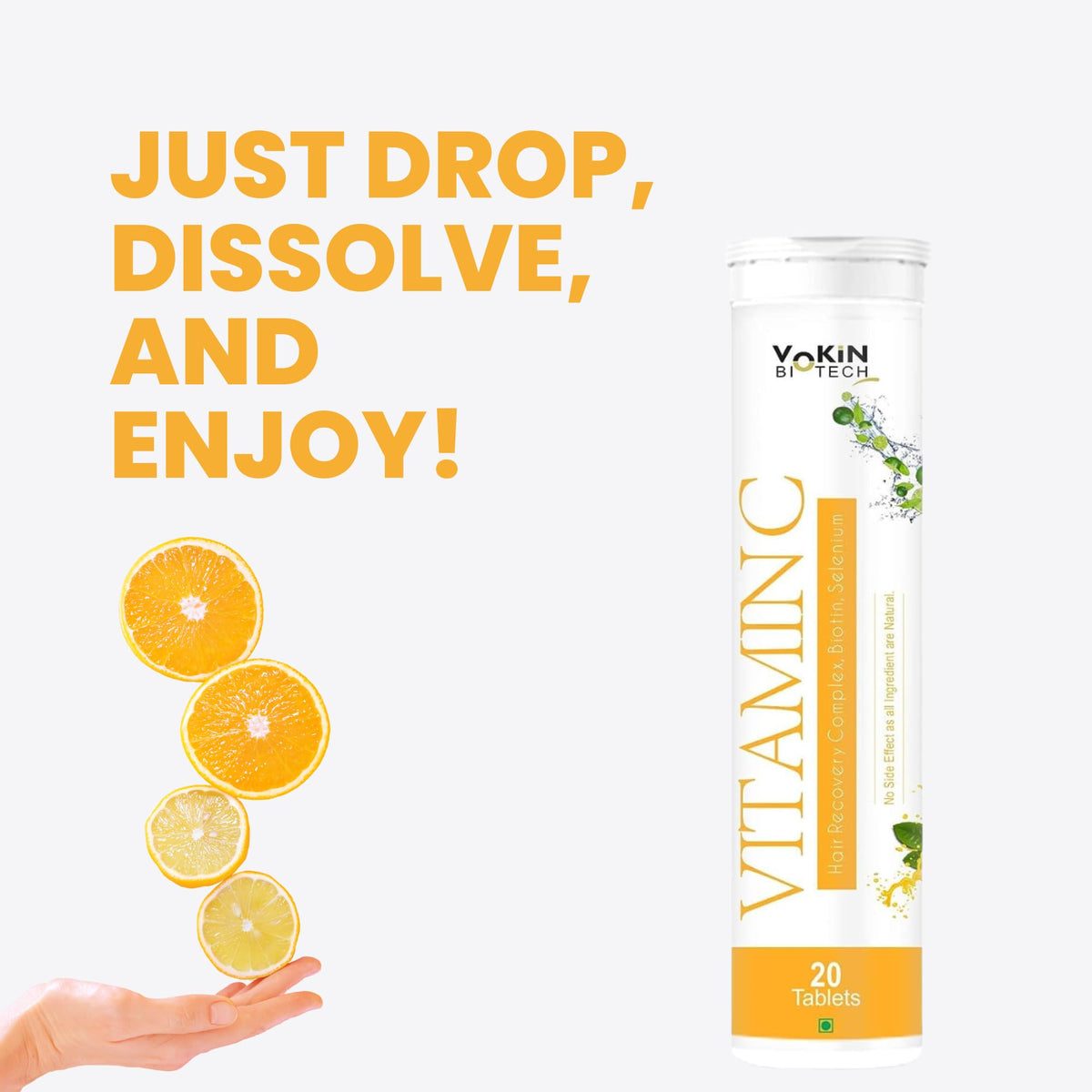 Vokin Biotech Vitamin C 40mg with Amla 1000mg for Immunity - Skin Care - Antioxidants Effervescent Tablets Orange Flavor | Grocsy