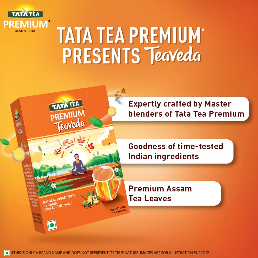 Tata Tea Teaveda Powder | Premium Assam Tea Leaves | Made With Goodness of Indian Herbals - Tulsi, Elaichi, Ginger & Brahmi | Grocsy