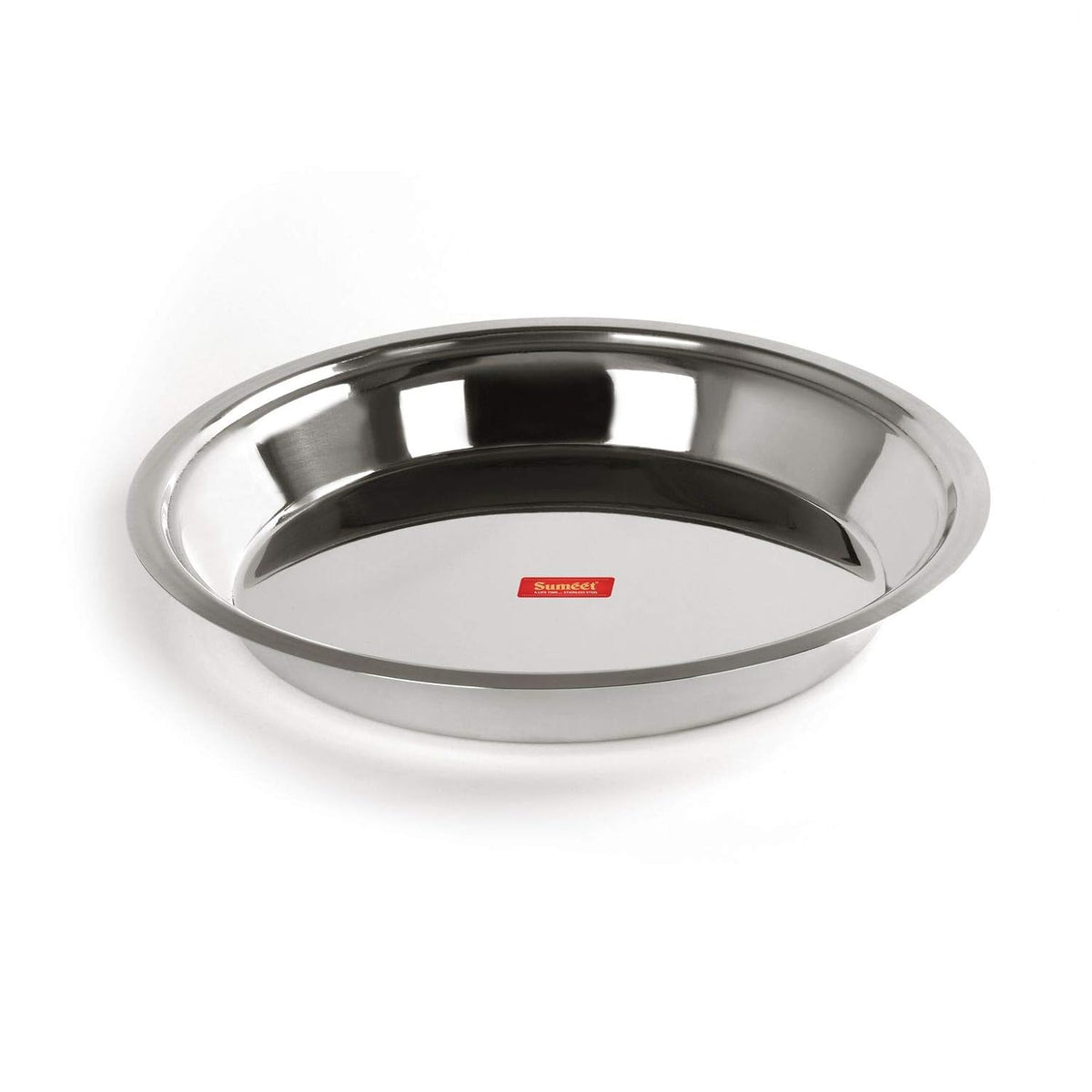 Sumeet Heavy Stainless Steel Parat (2.8 liter | 34Cm), Silver | Grocsy