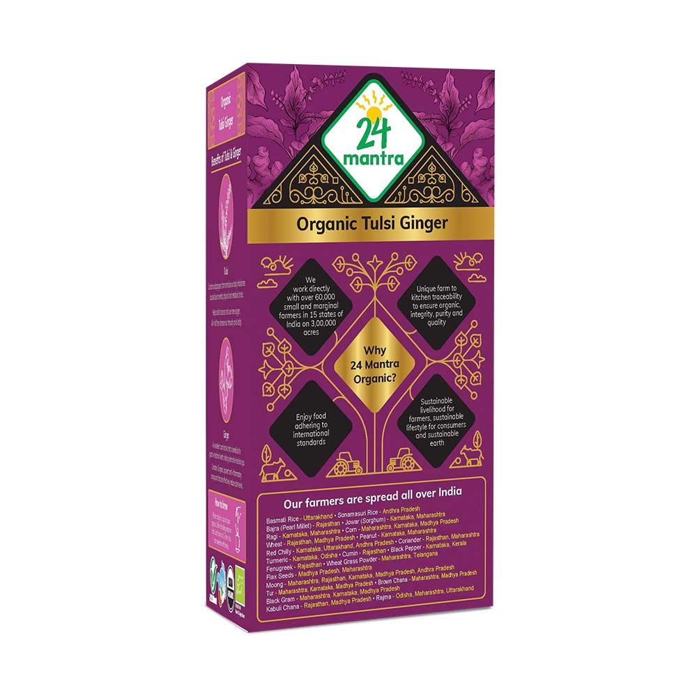 24 Mantra Organic Tulsi Ginger Herbal Infusion Tea | Grocsy
