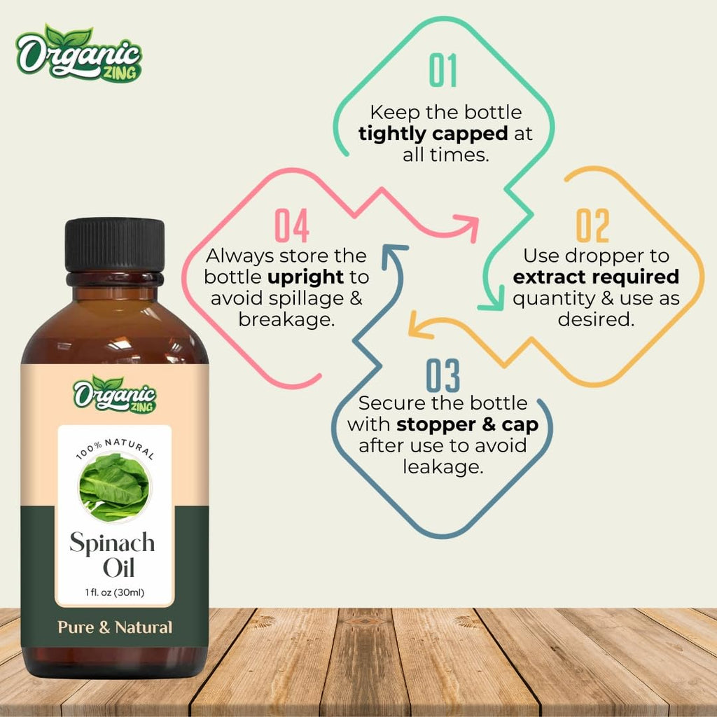 Organic Zing Spinach (Spinacia Oleracea) Oil | Pure & Natural Essential Oil for Aroma, Diffusers, Skincare & Haircare | Grocsy