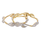 Gold-Polished Alloy Heart Shape American Diamond Studded Bangle Set - The Pari