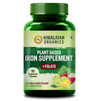 Himalayan Organics Plant Based Iron Supplement + Folate Vegetarian Capsules | Grocsy