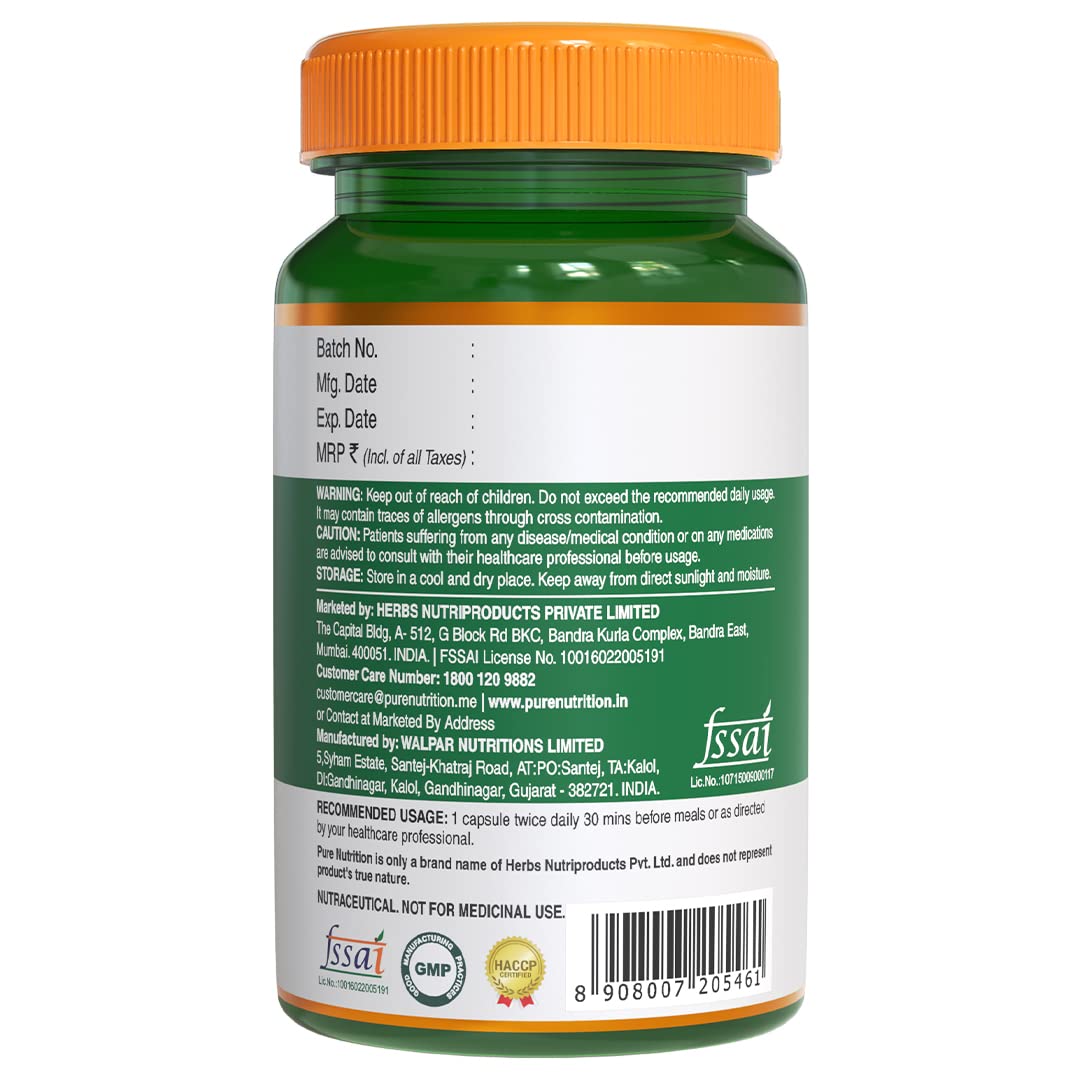 Pure Nutrition Apple Cider Vinegar with Wheat Grass & Spirulina Veg Capsules | Grocsy