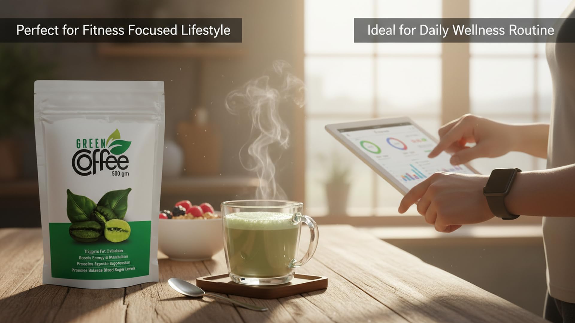 Vokin Biotech Organic Green Coffee Beans Unroasted Arabica Coffee Supports Weight Loss Management | Grocsy