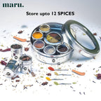 MARU Steel 12-in-1 Spice Box For Kitchen, Durable Masala Dani with Middle Partition Container | Grocsy