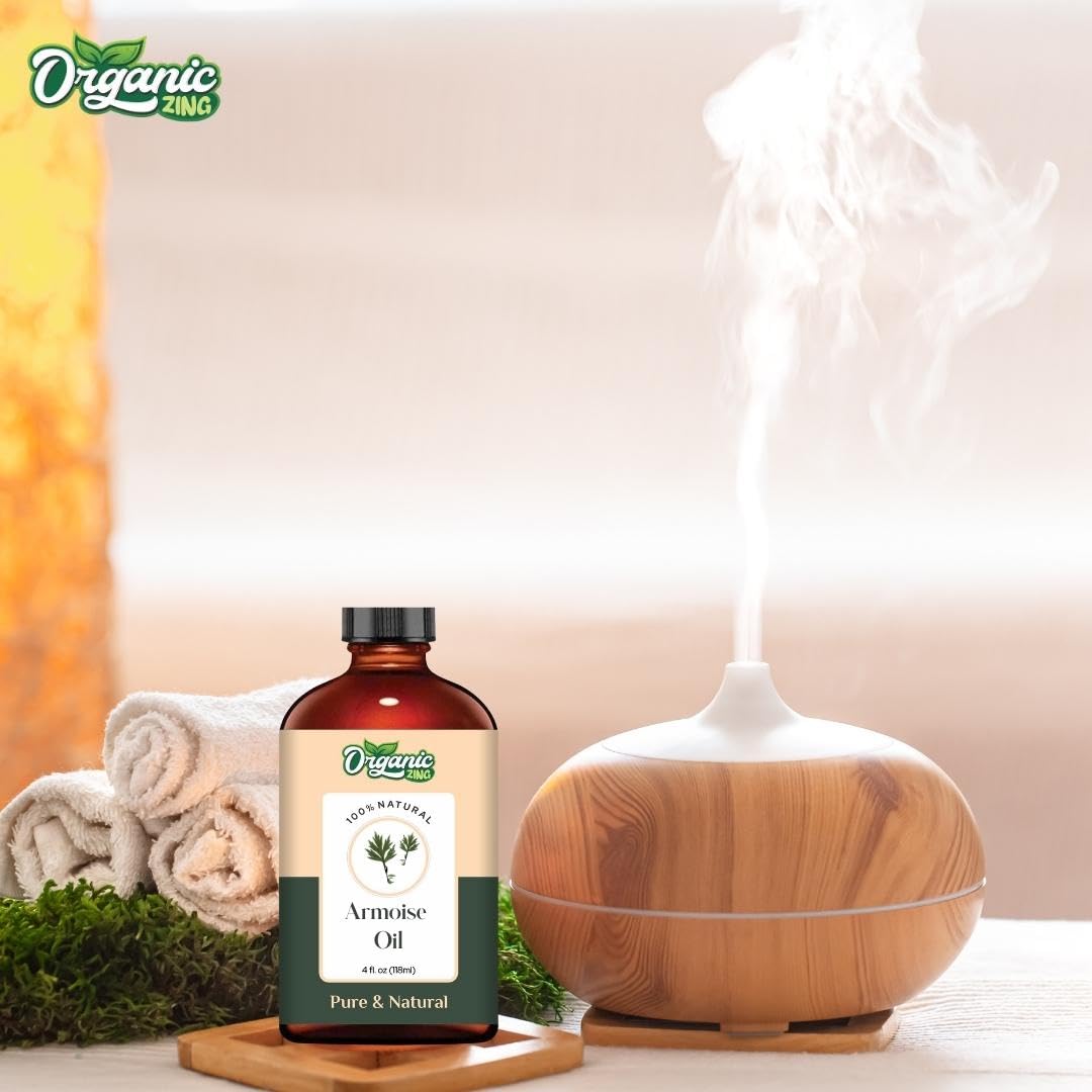 Organic Zing Armoise (Artemisia vulgaris) Oil | Pure & Natural Essential Oil for Massage, Aroma & Diffuser | Grocsy