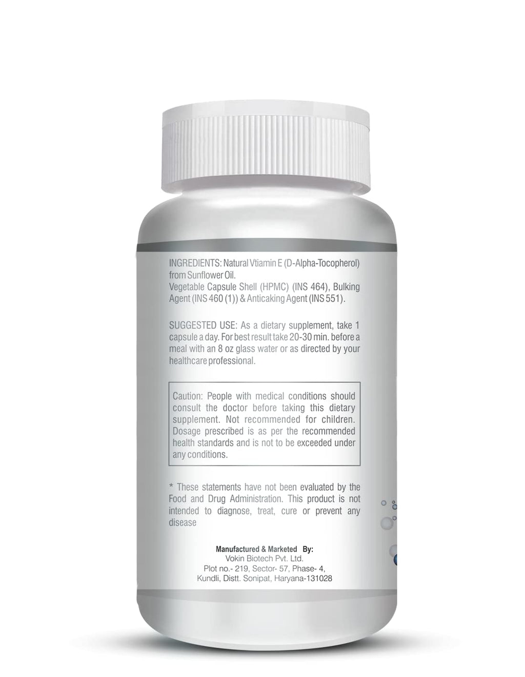 Vokin Biotech Natural Vitamin E from Sunflower - D-Alpha-Tocpherol - 10mg | Grocsy