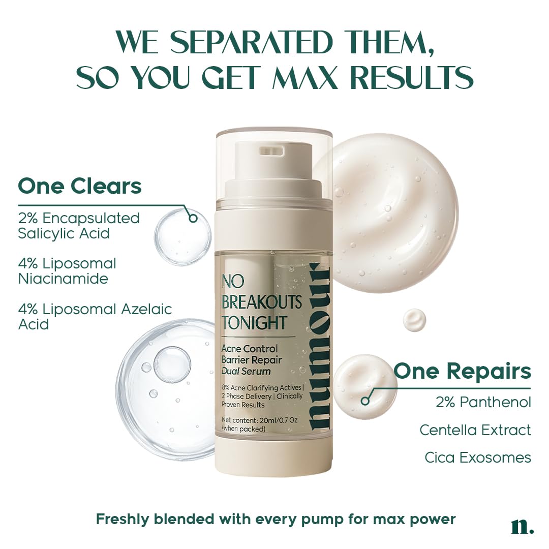Numour No Breakouts Tonight Acne Control Barrier Repair Dual Serum | Grocsy