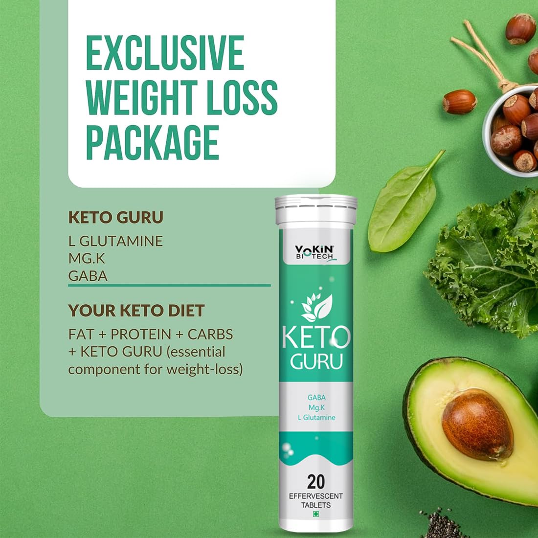 Vokin Biotech Keto Guru For weight Loss With Effervescent Water Soluble Tablets | Grocsy