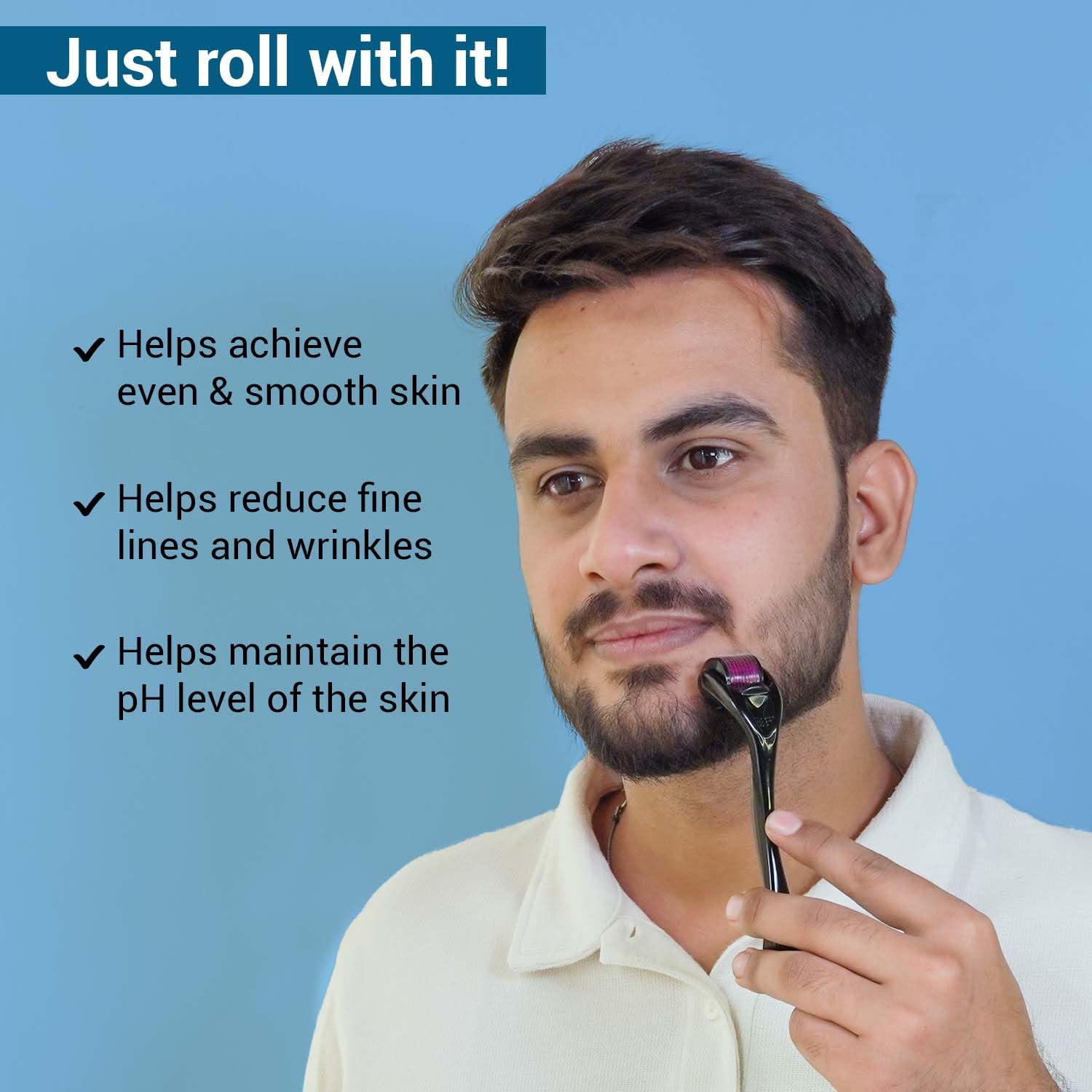 Sotrue Derma Roller For Hair Growth 1 mm with 540 Stainless Steel Needles - Activates Hair Follicles, For Hair Fall & Hair Thickening, Reduces Acne Scars | Grocsy
